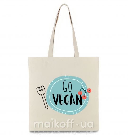Еко-сумка Go vegan plate Бежевий фото
