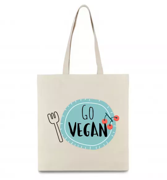 Еко-сумка Go vegan plate Бежевий фото