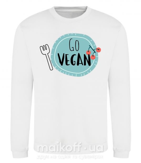 Свитшот Go vegan plate Белый фото