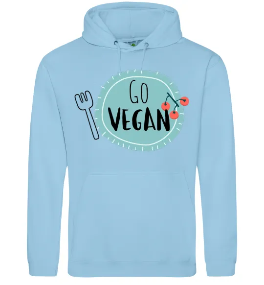 Мужская толстовка (худи) Go vegan plate Голубой фото