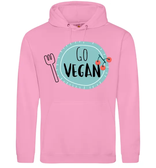 Женская толстовка (худи) Go vegan plate Розовый фото