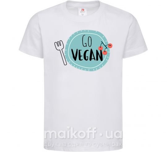 Дитяча футболка Go vegan plate Білий фото