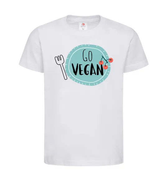 Дитяча футболка Go vegan plate Білий фото