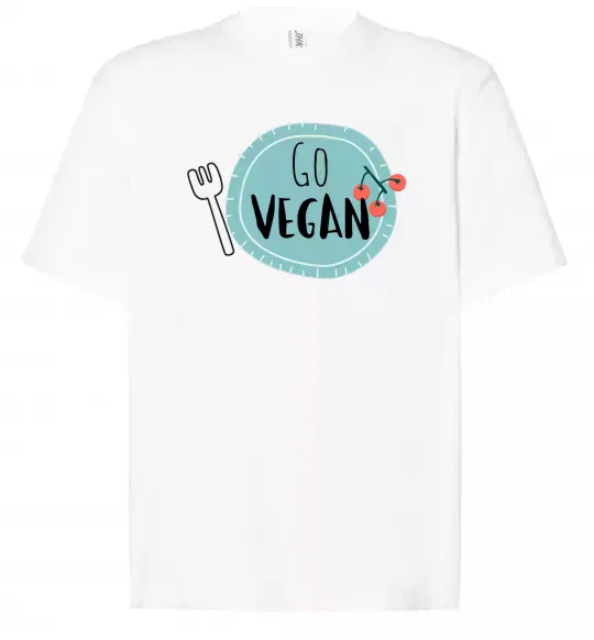 Футболка Оверсайз Go vegan plate Білий фото