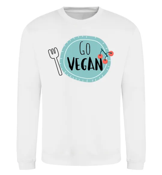Свитшот Go vegan plate Белый фото