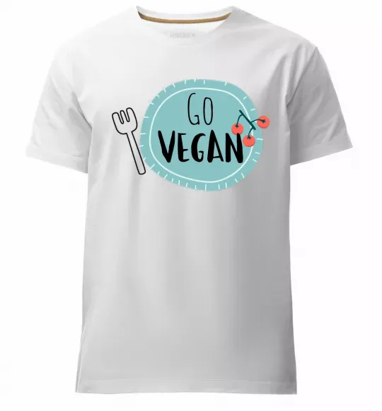Чоловіча преміум футболка Go vegan plate Білий фото