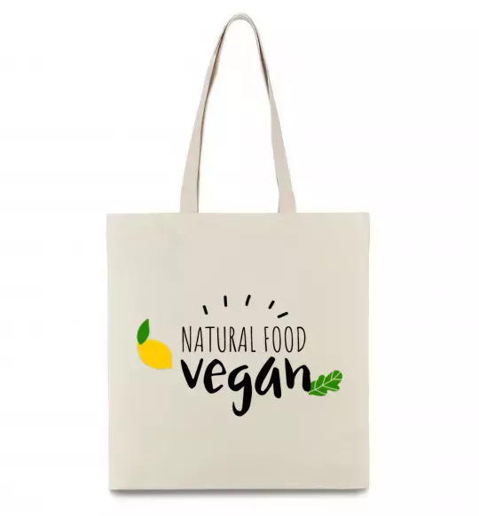 Эко-сумка Natural food vegan lemon Бежевый фото