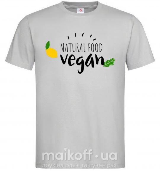 Мужская футболка Natural food vegan lemon Серый фото