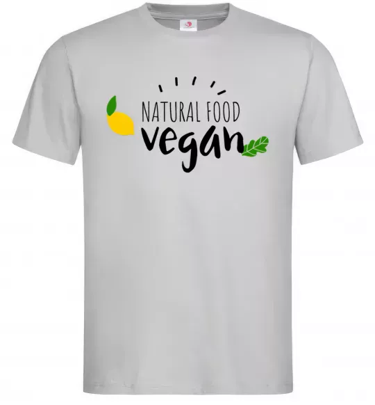 Мужская футболка Natural food vegan lemon Серый фото