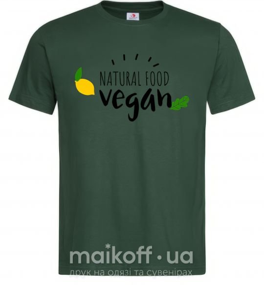 Мужская футболка Natural food vegan lemon Темно-зеленый фото