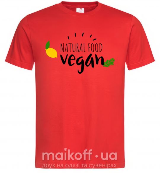 Мужская футболка Natural food vegan lemon Красный фото