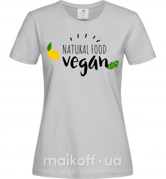 Женская футболка Natural food vegan lemon Серый фото