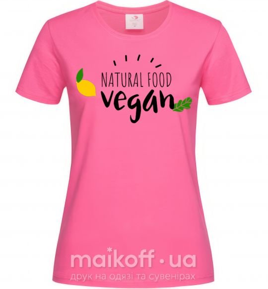 Жіноча футболка Natural food vegan lemon Яскраво-рожевий фото