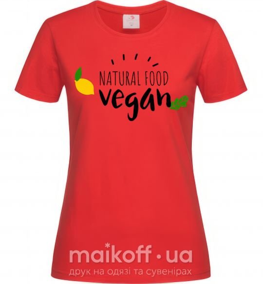 Женская футболка Natural food vegan lemon Красный фото