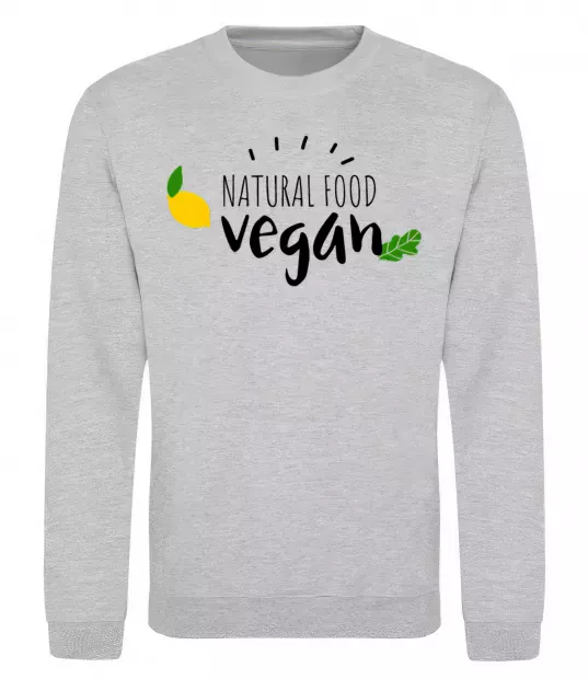 Світшот Natural food vegan lemon Сірий меланж фото