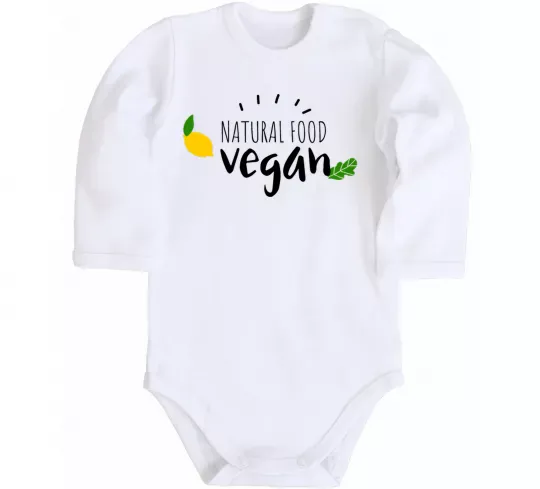 Дитячий бодік Natural food vegan lemon Білий фото