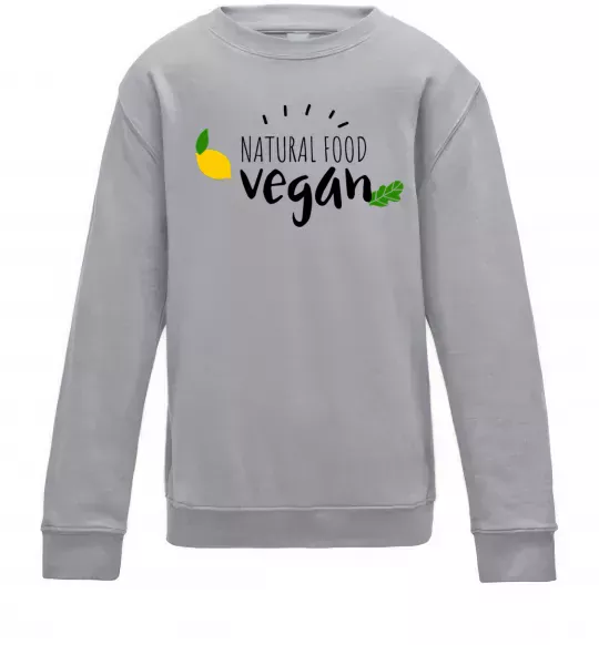 Детский Свитшот Natural food vegan lemon Серый меланж фото