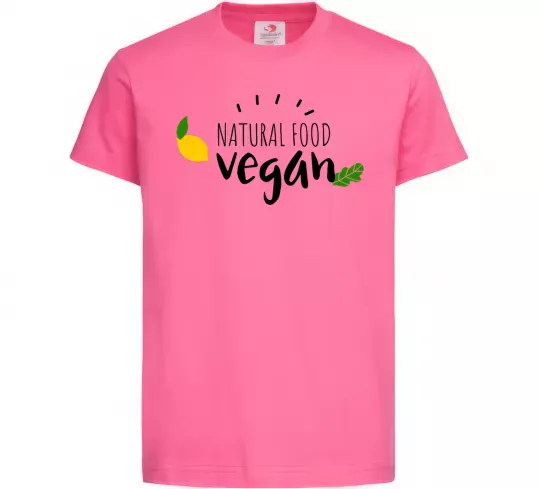 Детская футболка Natural food vegan lemon Ярко-розовый фото