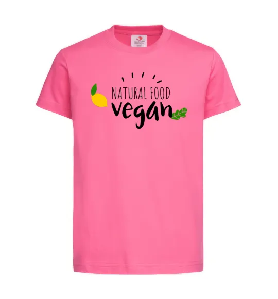 Дитяча футболка Natural food vegan lemon Яскраво-рожевий фото