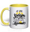 Чашка з кольоровою ручкою If life gives you lemons then make lemonade Сонячно жовтий фото