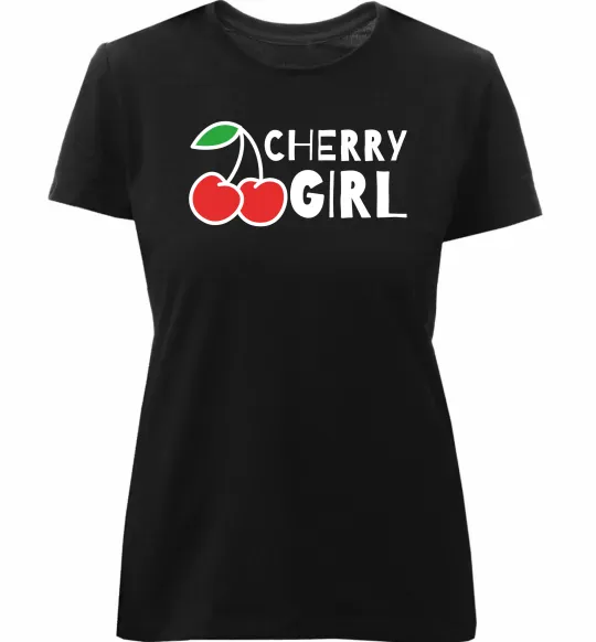 Жіноча преміум футболка Cherry girl Чорний фото