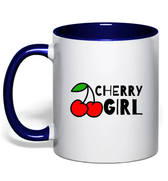 Чашка з кольоровою ручкою Cherry girl Глибокий темно-синій фото