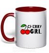 Чашка з кольоровою ручкою Cherry girl Червоний фото