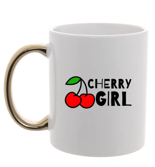Чашка з кольоровою ручкою Cherry girl Золото фото