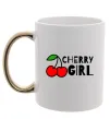 Чашка з кольоровою ручкою Cherry girl Золото Чашка з кольоровою ручкою Cherry girl Золото фото