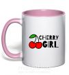 Чашка з кольоровою ручкою Cherry girl Ніжно рожевий фото