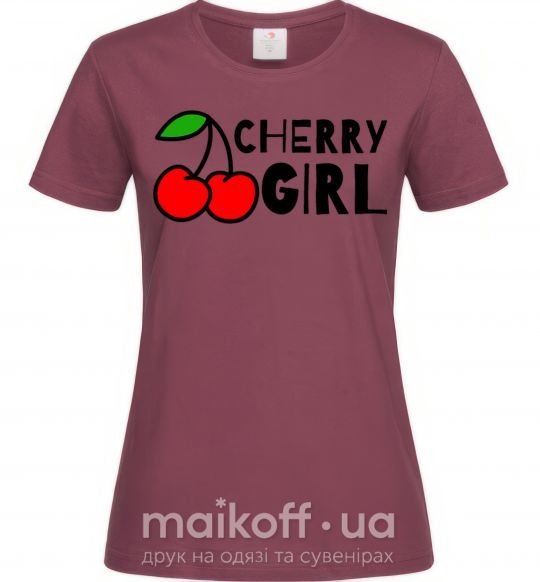 Жіноча футболка Cherry girl Бордовий фото
