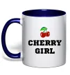 Чашка с цветной ручкой Cherry girl Глубокий темно-синий фото