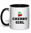 Чашка с цветной ручкой Cherry girl Черный фото