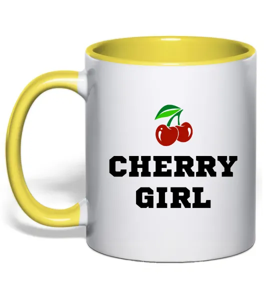 Чашка с цветной ручкой Cherry girl Лимонный фото