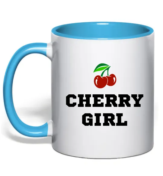 Чашка с цветной ручкой Cherry girl Голубой фото