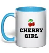 Чашка с цветной ручкой Cherry girl Голубой фото