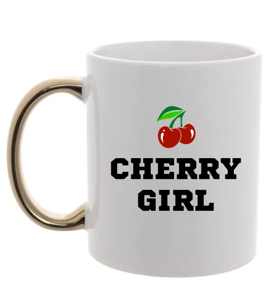 Чашка с цветной ручкой Cherry girl Золото фото