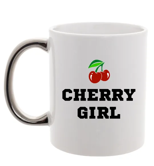 Чашка с цветной ручкой Cherry girl Серебро фото