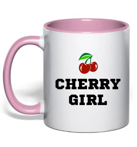 Чашка с цветной ручкой Cherry girl Нежно розовый фото