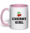 Чашка с цветной ручкой Cherry girl Нежно розовый фото