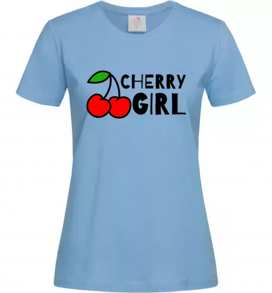 Жіноча футболка Cherry girl Блакитний фото