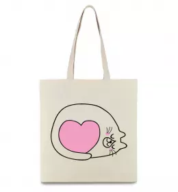 Эко-сумка Lovely kitten Бежевый фото