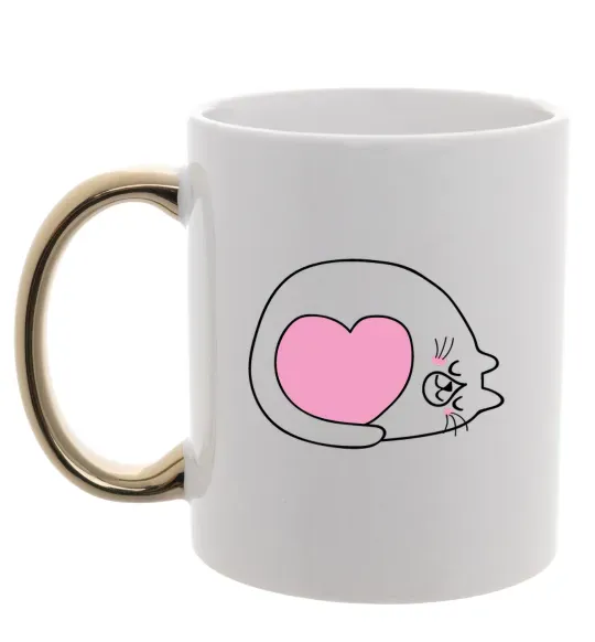 Чашка з кольоровою ручкою Lovely kitten Золото фото