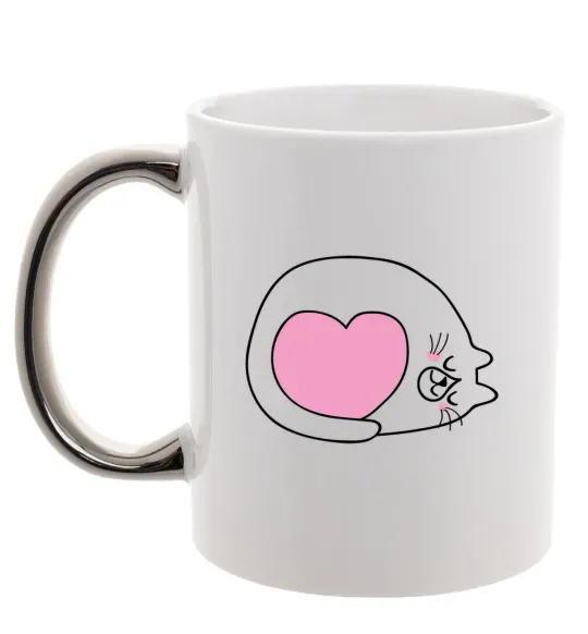 Чашка з кольоровою ручкою Lovely kitten Срібло фото