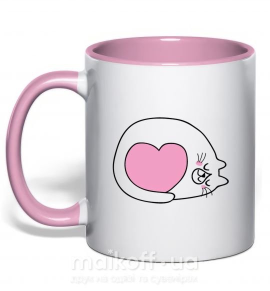 Чашка з кольоровою ручкою Lovely kitten Ніжно рожевий фото