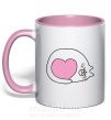 Чашка с цветной ручкой Lovely kitten Нежно розовый фото
