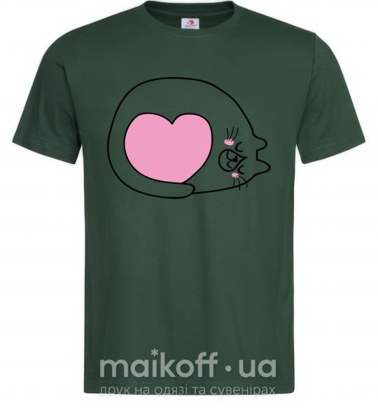 Мужская футболка Lovely kitten Темно-зеленый фото