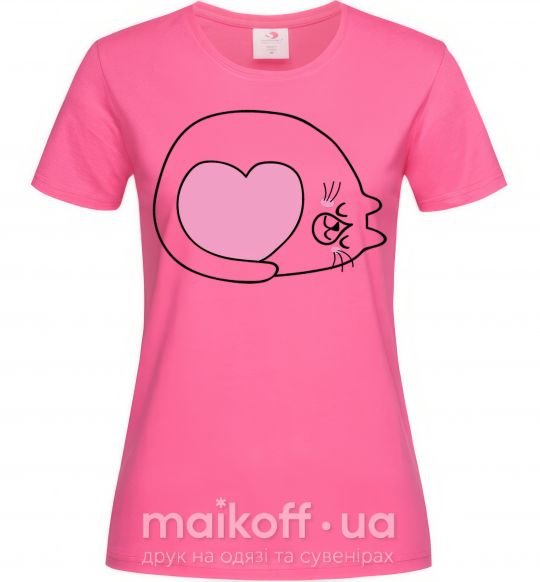 Жіноча футболка Lovely kitten Яскраво-рожевий фото
