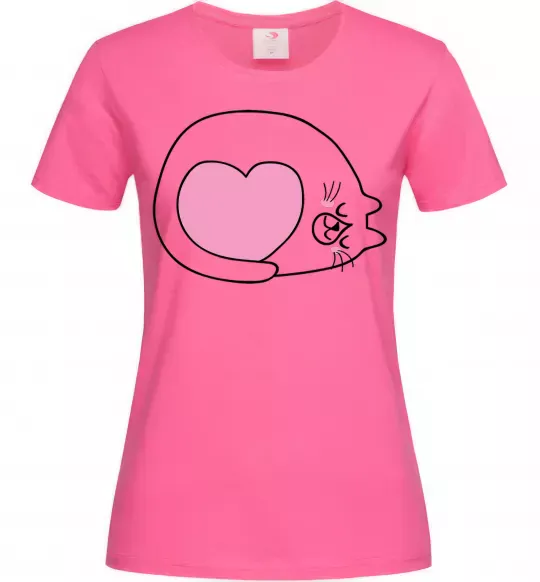 Жіноча футболка Lovely kitten Яскраво-рожевий фото
