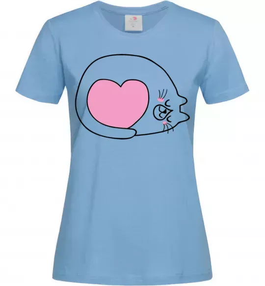 Жіноча футболка Lovely kitten Блакитний фото